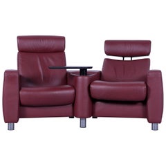 Used Ekornes Stressless Arion Leather Cinema-Sofa Red Recliner