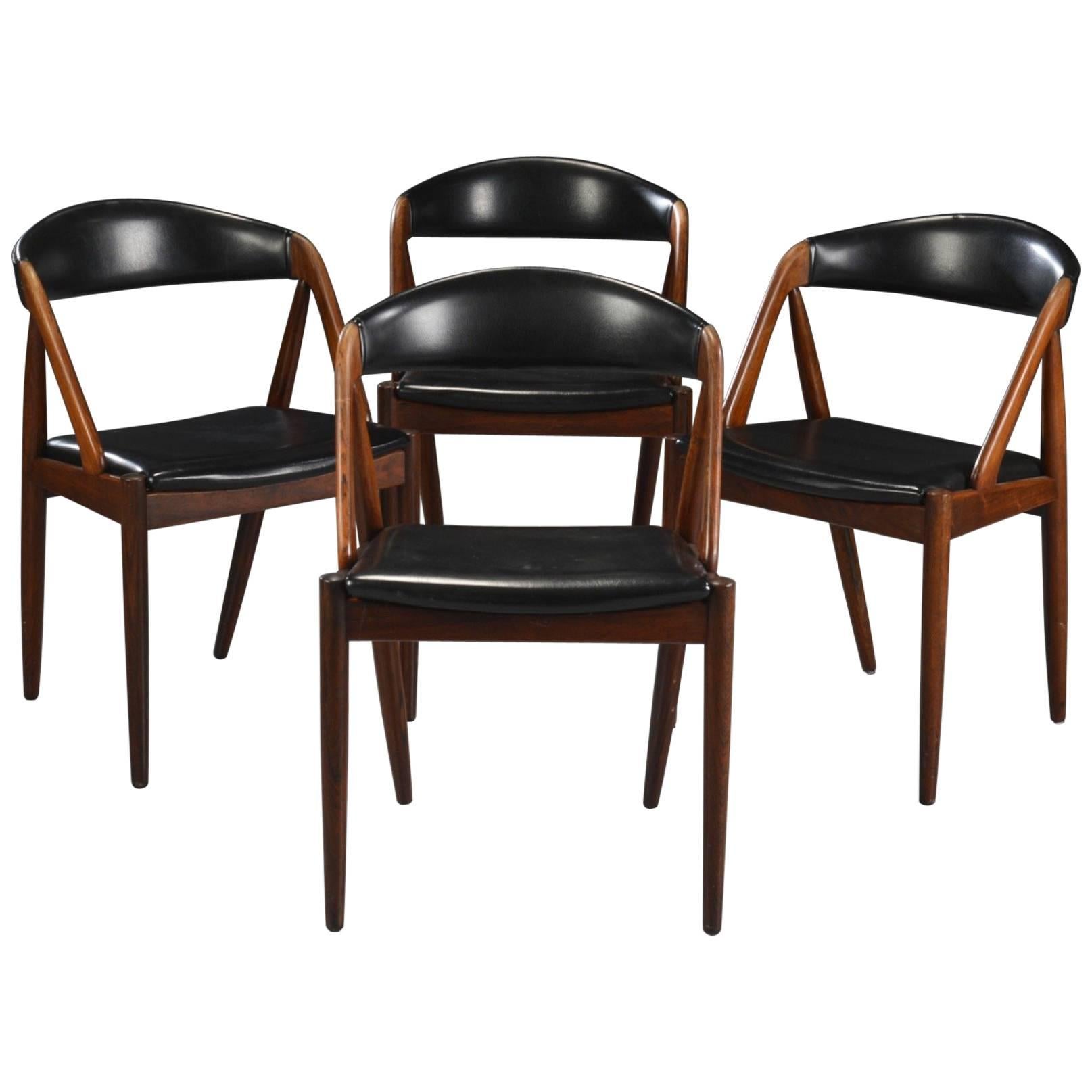 Set of Four Rosewood Danish Modern Dining Chairs by Kai Kristiansen