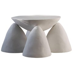 Contemporary Sculpted Plaster Four-Legged Twyla Four Side Table