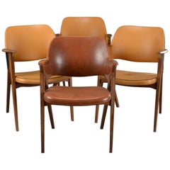 Set of Four Danish Modern Midcentury Teak Armchairs