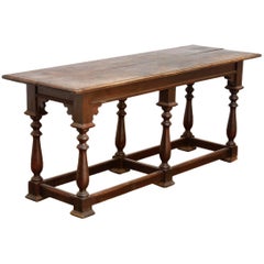 19th Century English Walnut Refectory or Console Table