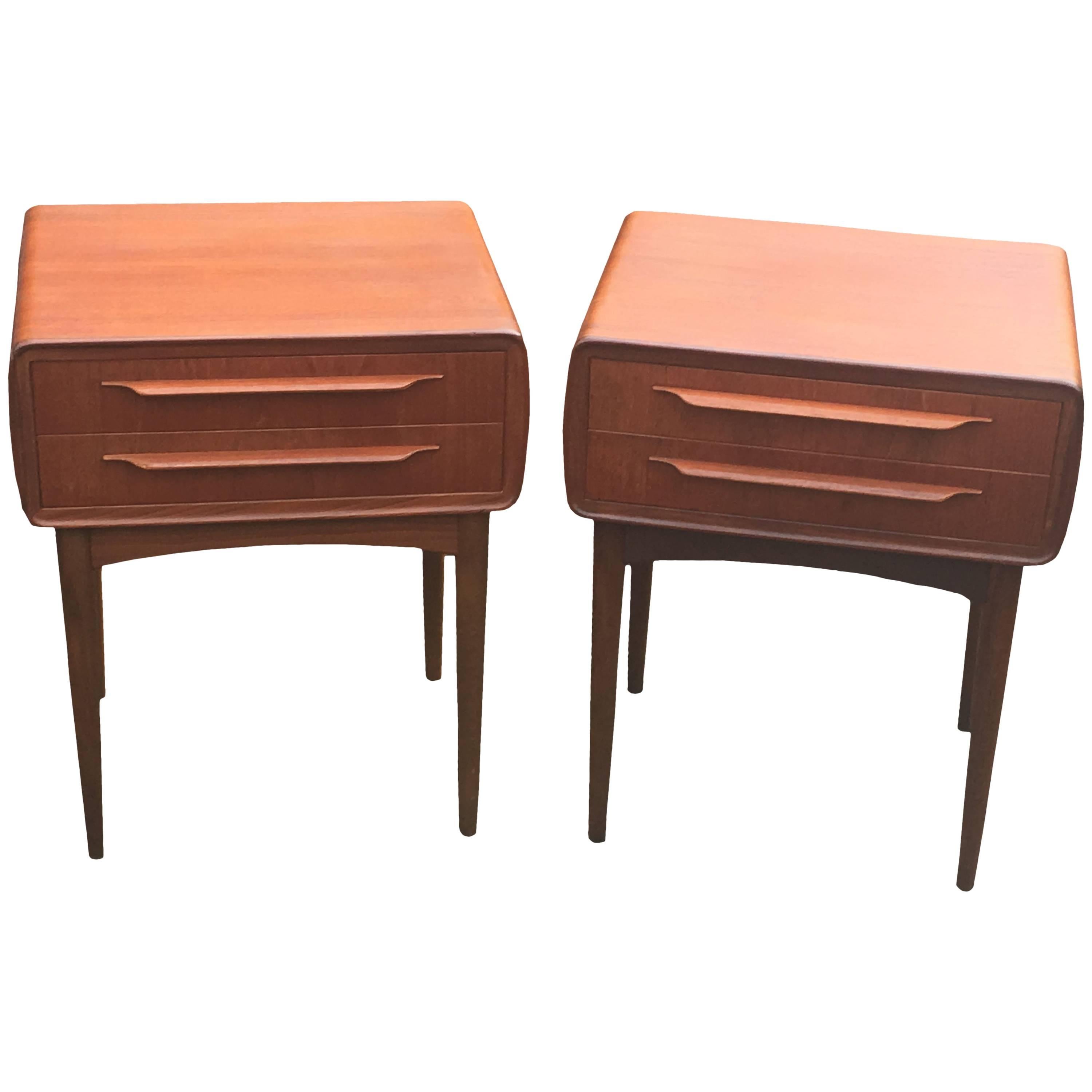 Pair of Two Drawer Teak Bedside Tables by Johannes Andersen for CFC Silkeborg