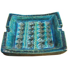 Mid-Century Modern Bitossi Rimini Blue Cigarette Ashtray by Aldo Londi