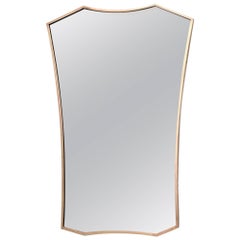 Brass Shield Shaped Wall Mirror, Italy, 1950s