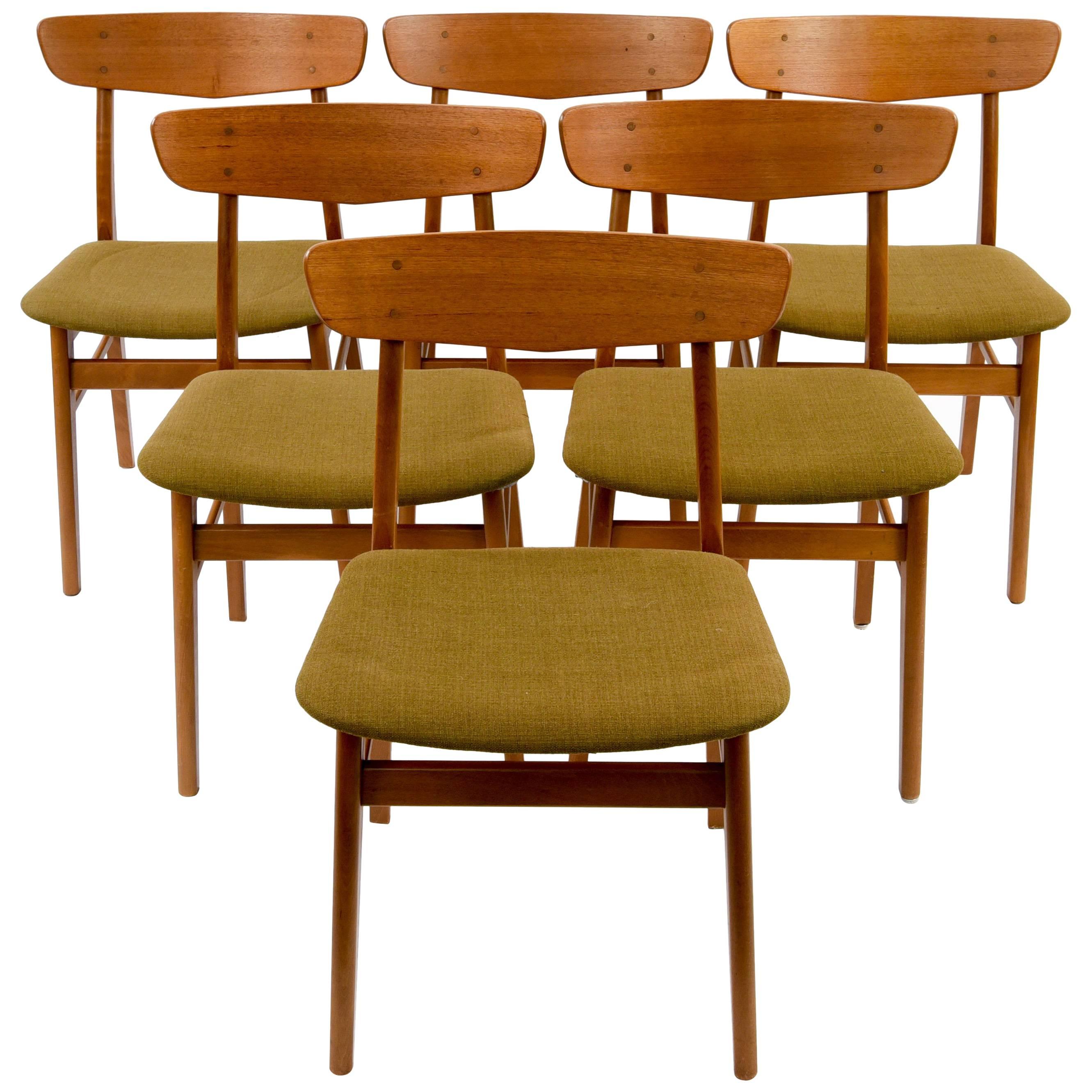 Set of (6) Danish Midcentury Teak Dining Chairs by SAX