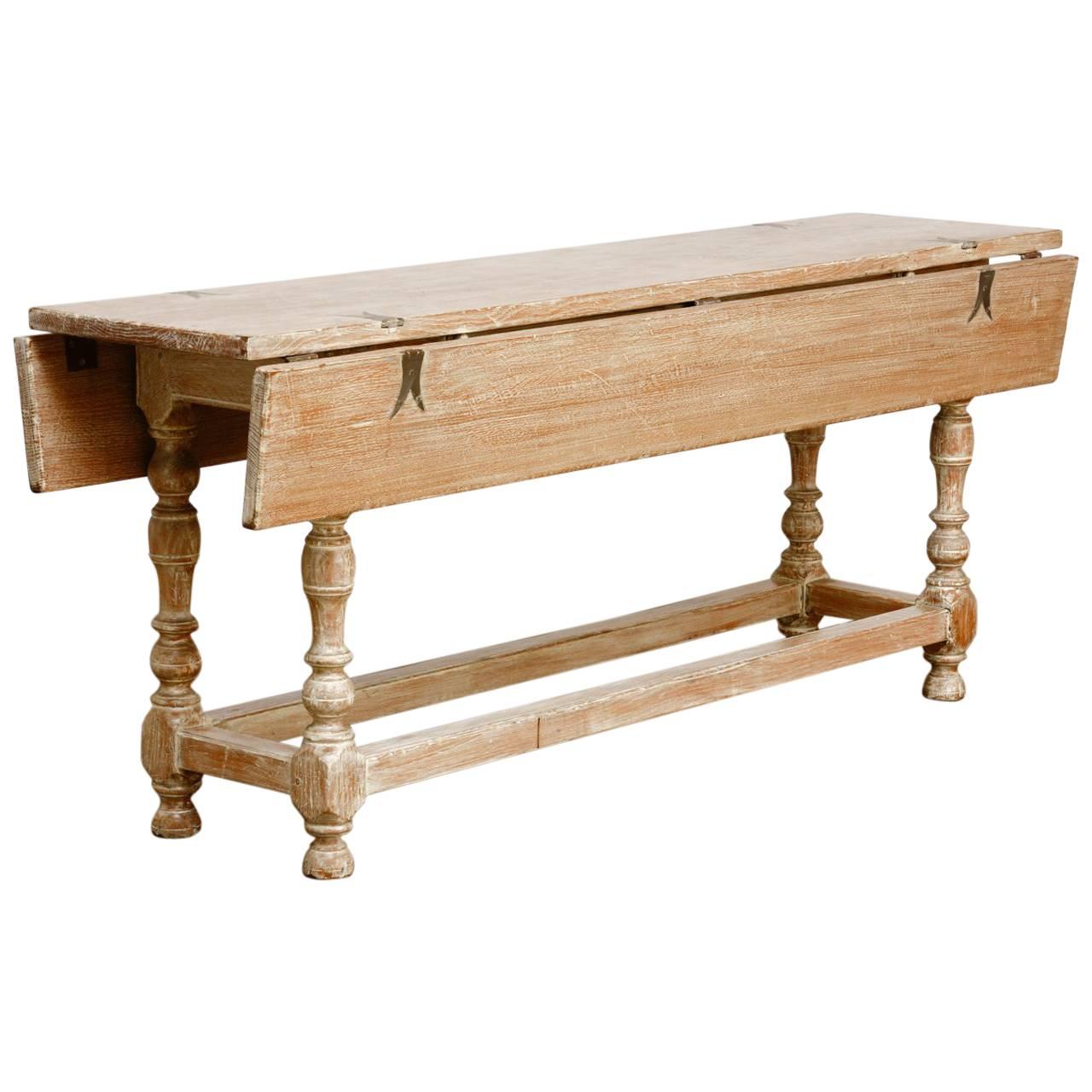 English Cerused Oak Drop-Leaf Console or Refectory Table at 1stDibs