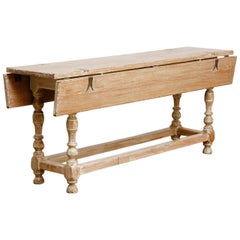 English Cerused Oak Drop-Leaf Console or Refectory Table