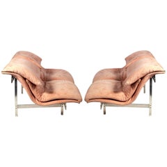 Vintage Pair of Curvaceous Italian Sofas or Settees by Saporiti