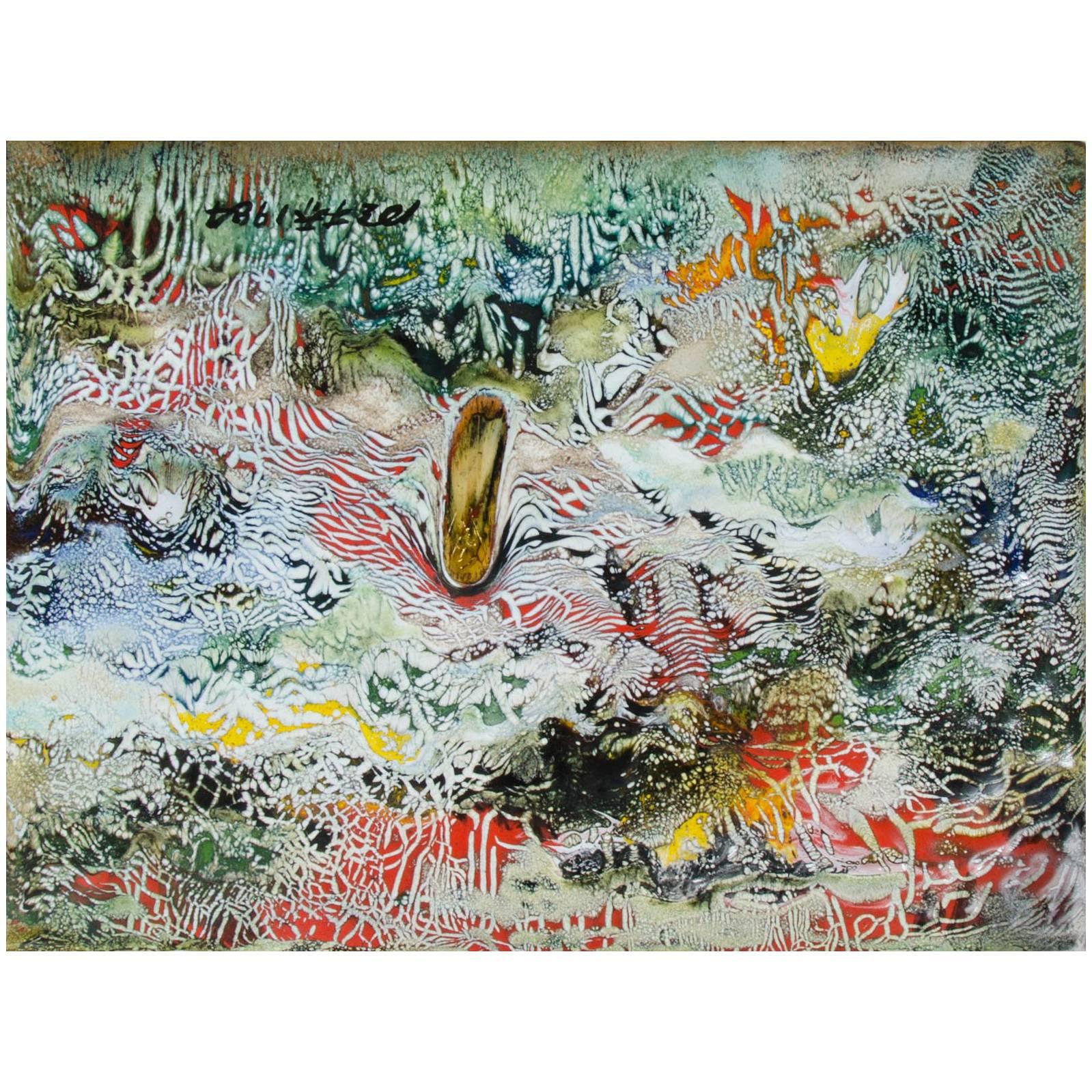 Untitled I by Ming Chiao Kuo, Enamel Painting on Copper, 1984, Framed