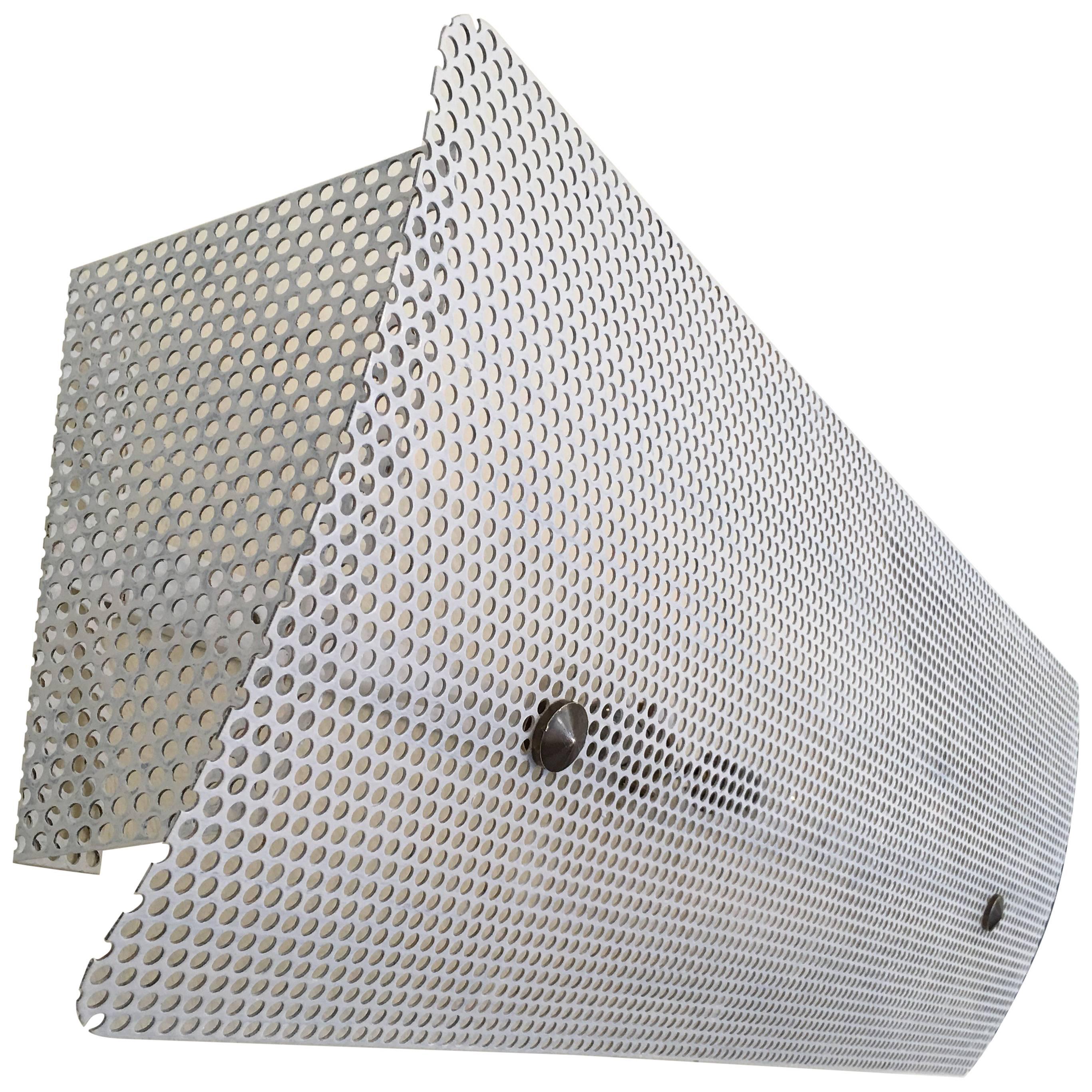 Pierre Guariche G320 Large White Perforated Metal Wall Lamp, 1952, France For Sale