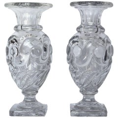 Pair of Early 19th Century Baccarat Handblown and Cut Crystal Vases