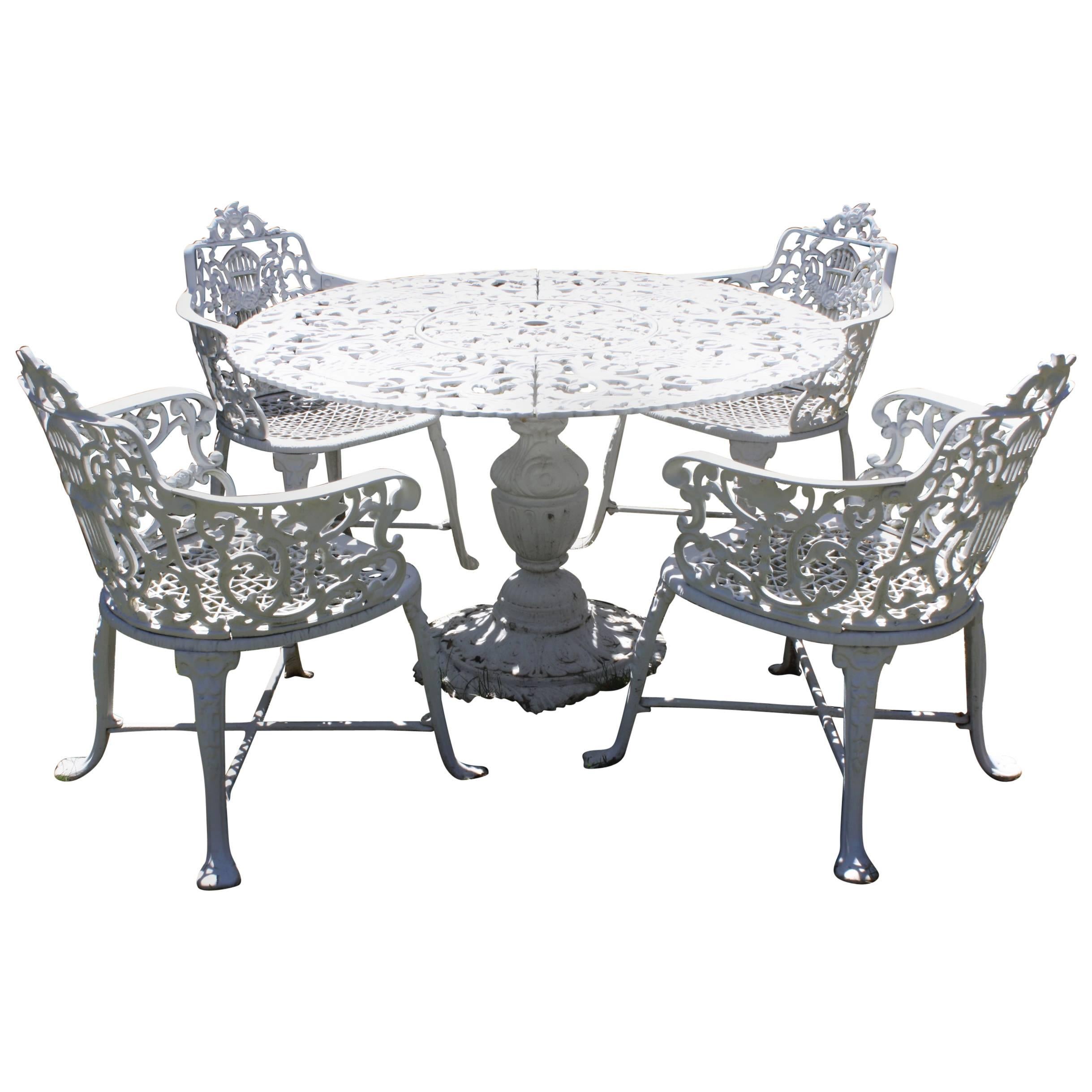 Ornate Victorian Style Garden Dining Set in Cast Aluminum