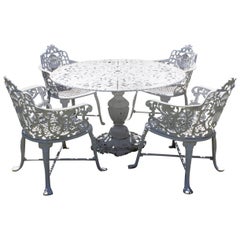 Vintage Ornate Victorian Style Garden Dining Set in Cast Aluminum