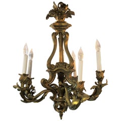 Antique French Bronze D'Ore Louis XVI Chandelier after Caffieri, circa 1840-1860