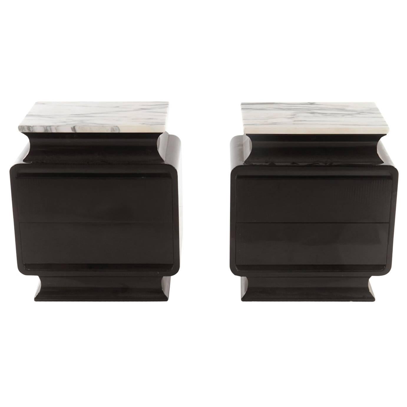 Mid-Century End tables Bedside Tables with Marble Top 