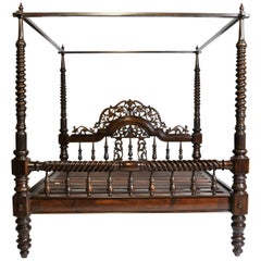 British Colonial Style Teak Wood King-Size Bed