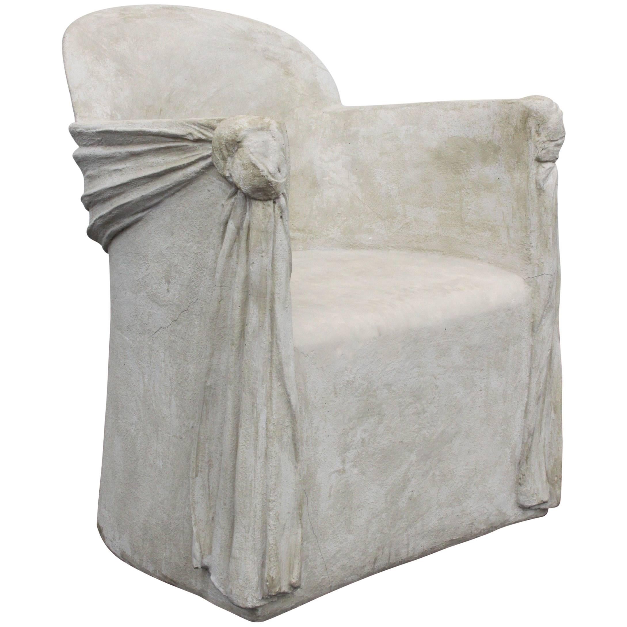 Plaster Armchair of Draped Form in the Style of John Dickinson