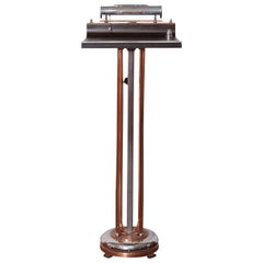 Art Deco Machine Age Lighted Registry Stand, Podium, Register, Mixed Metal, Wood