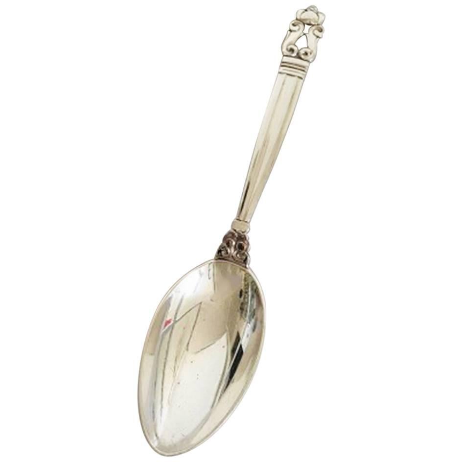 Georg Jensen Acorn Sterling Silver Dessert Spoon No 021 For Sale