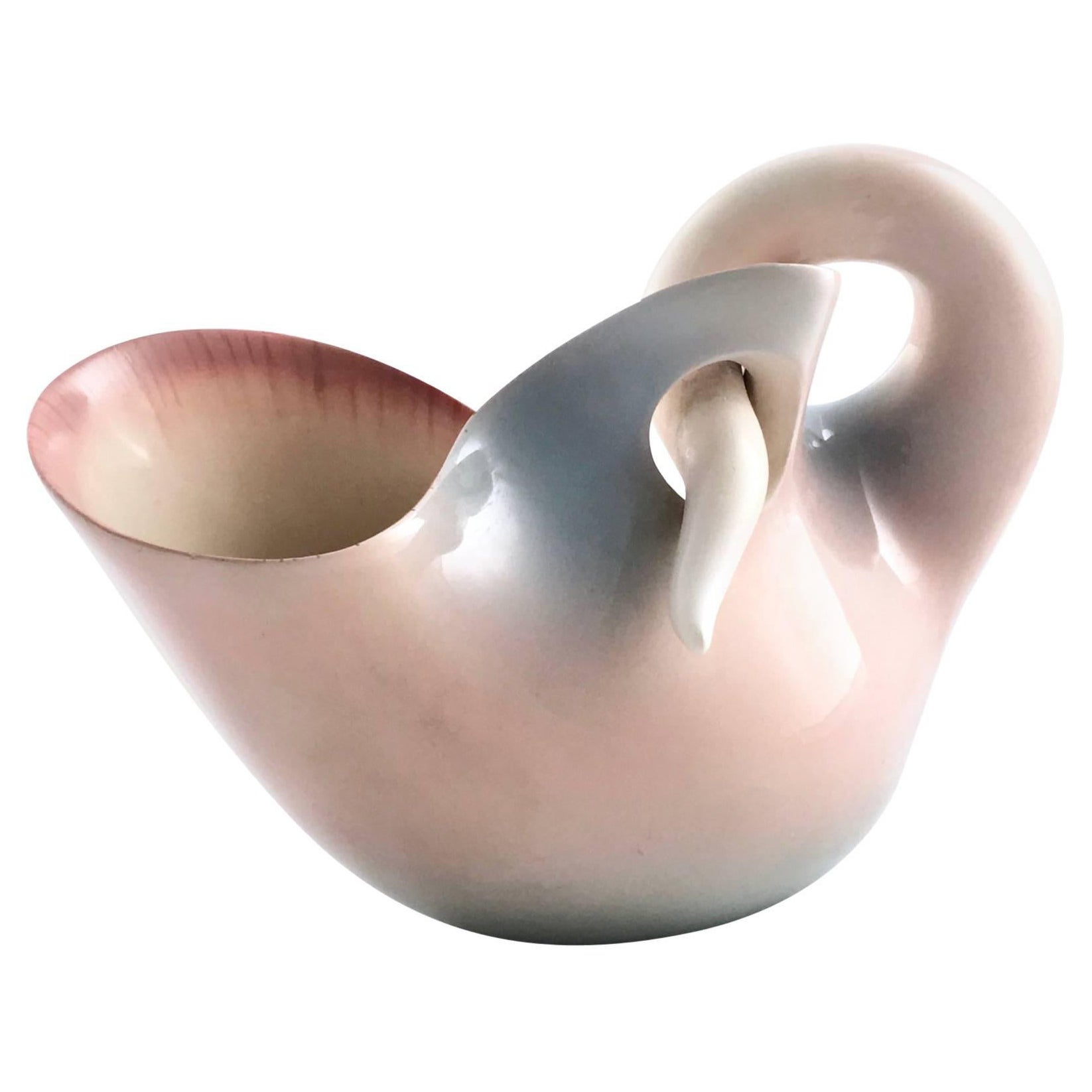 Light Pink Lacquered Terracotta Centerpiece Model Nr 610 by Vibi, Turin, Italy For Sale