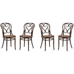 Bentwood Dining Side Chairs with Caned Seats by Salvatore Leone, Set of Four