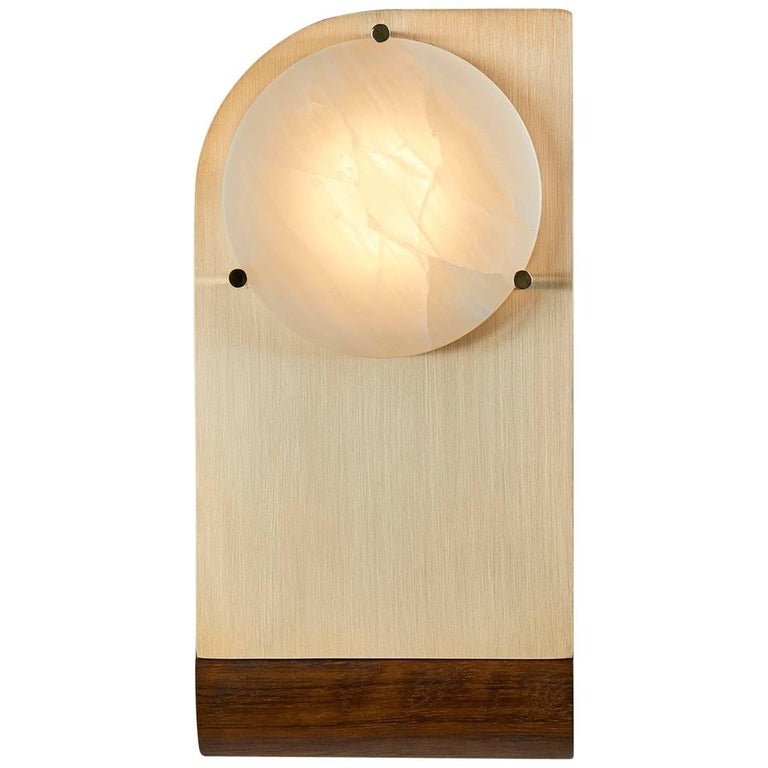 Polifemo Sconce Contemporary Sculptural Wall Light Fixture Brass Polifemo Sconce Contemporary Sculptural Wall Light Fixture Brass Alabaster Wood For