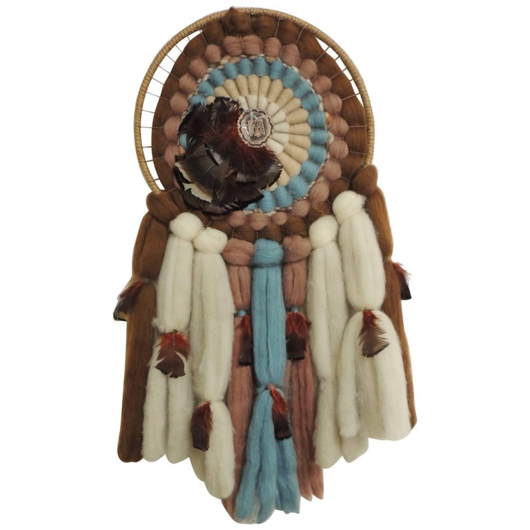 Dream Catcher “Mandala” Native American Fiber Art Wall Sculpture at