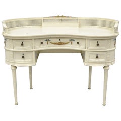 Antique French Louis XVI Style Kidney Shaped Writing Desk Painted Vanity Table