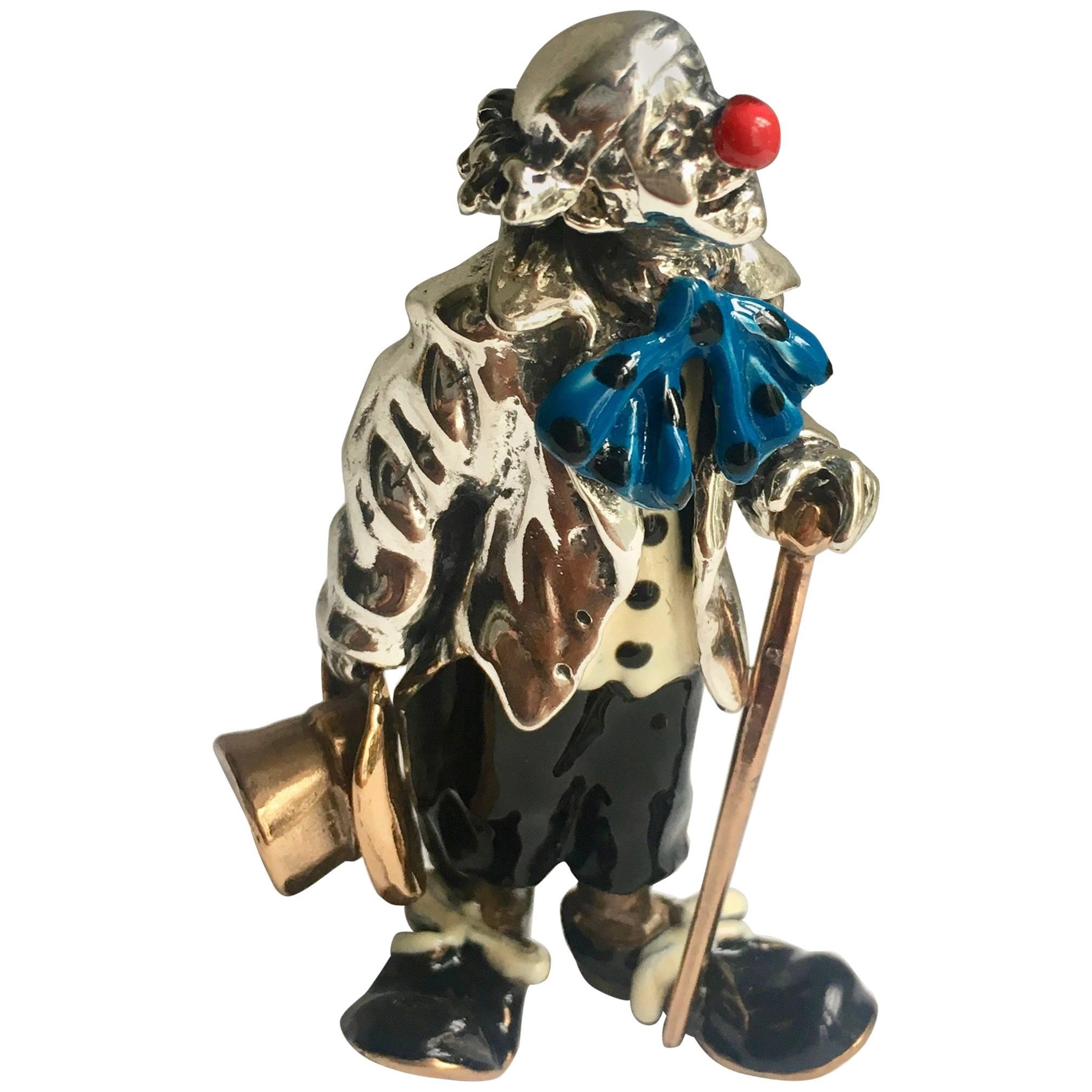 Sterling Silver and Enamel Clown Figure after Tiffany & Co., Gene Moore