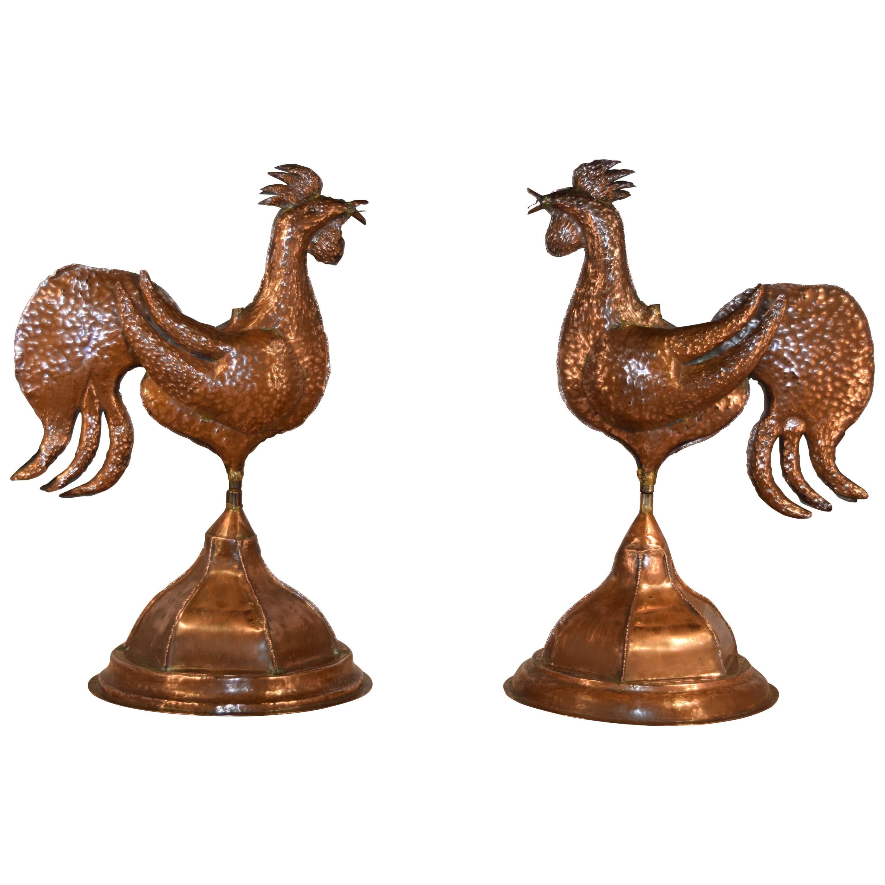 Pair of Copper Roosters, circa 1960