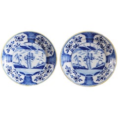 Pair of Blue and White English Delft Chargers