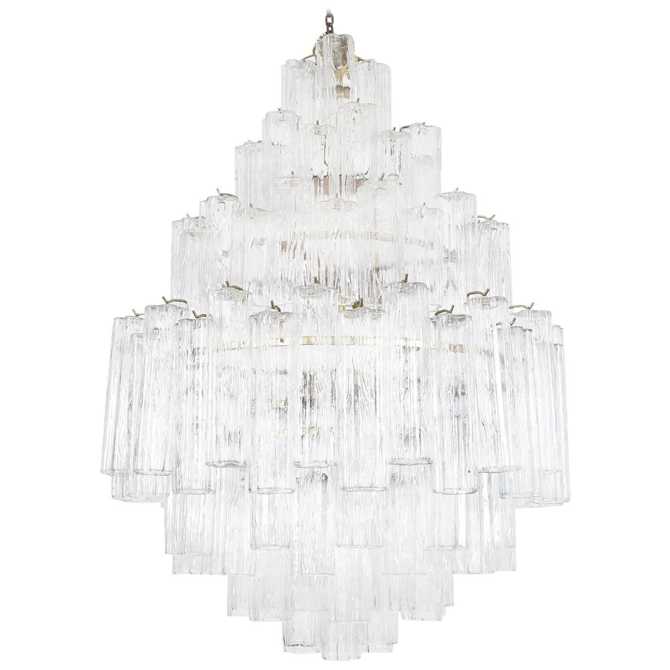 Vintage Italian "Tronchi" Glass Chandelier by Venini