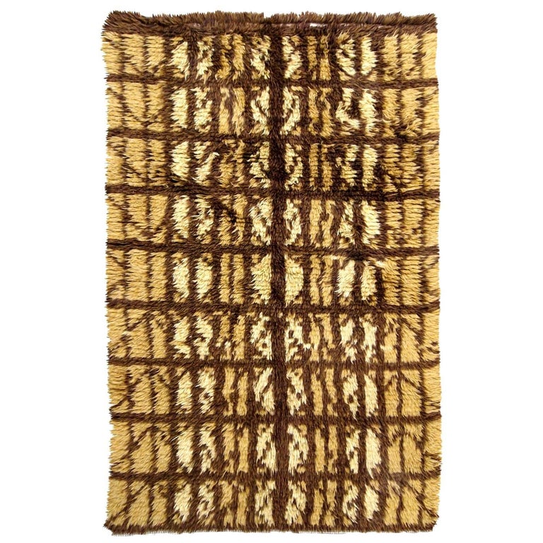 Handmade Vintage Swedish Rya Rug, 1950s, 1B598 at 1stDibs