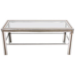 Romeo Rega Hollywood Regency Style 1970s Chrome and Brass Coffee Table