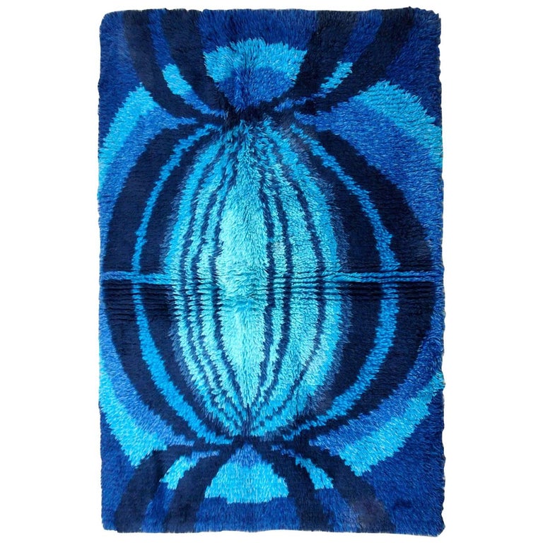 Handmade Vintage Swedish Rya Rug, 1950s, 1B600 at 1stDibs