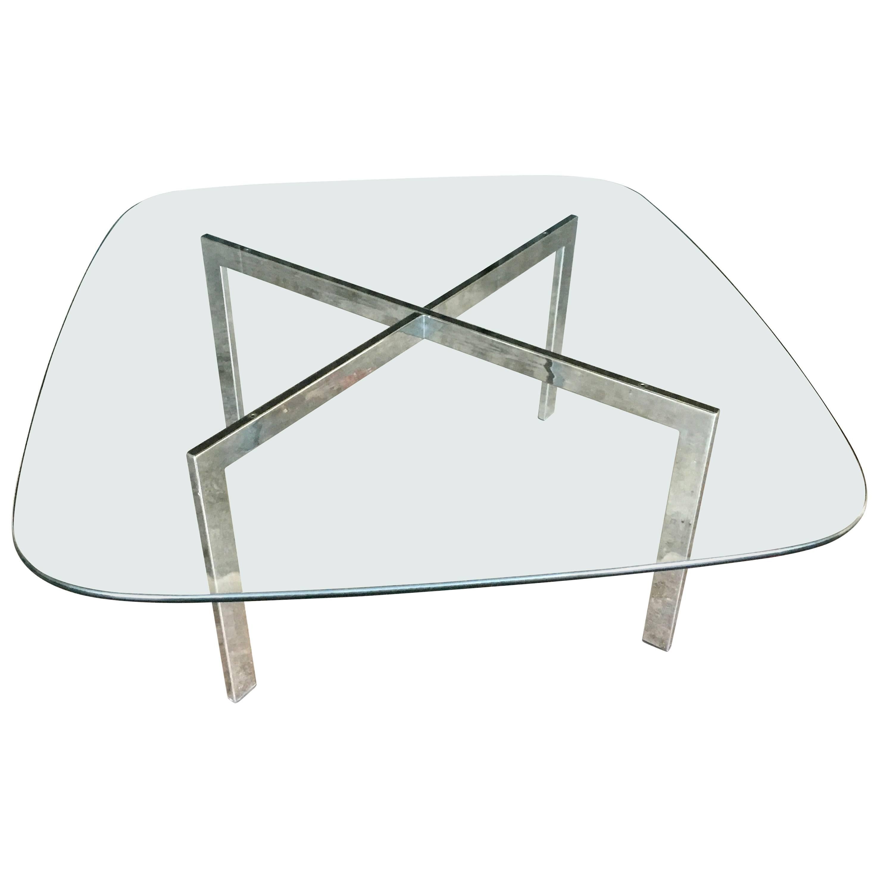 Chrome and Glass Cocktail Table in the style of Mies Van Der Rohe