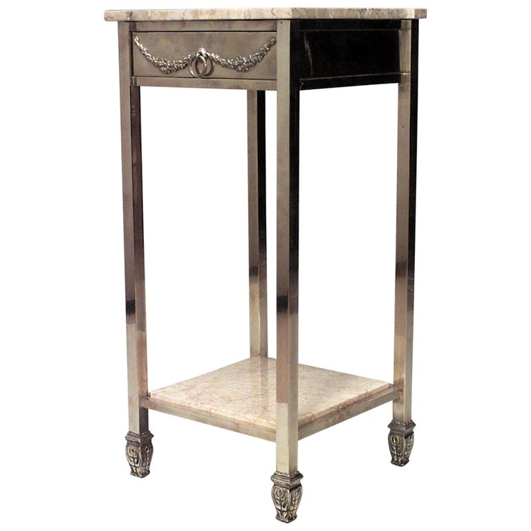 American Victorian Brass and Marble End Table For Sale at 1stDibs