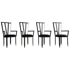 Vintage Set of Four Steel Armchairs, France, circa 1970