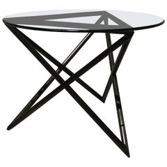 Steve Chase Modern Abstract Bronze and Glass Round Side Table