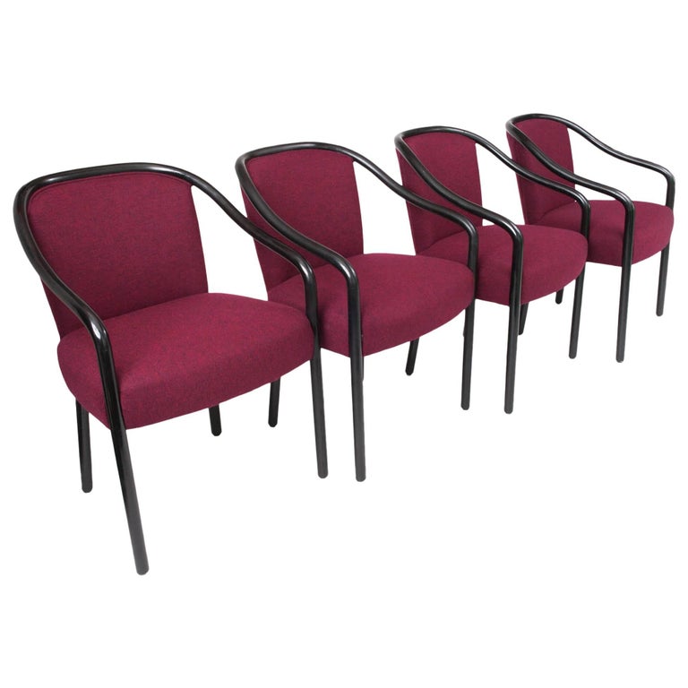 Set of Four Black Lacquered Bentwood Chairs by Ward American
