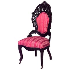 American Victorian Carved Rosewood and Filigree Side Chair