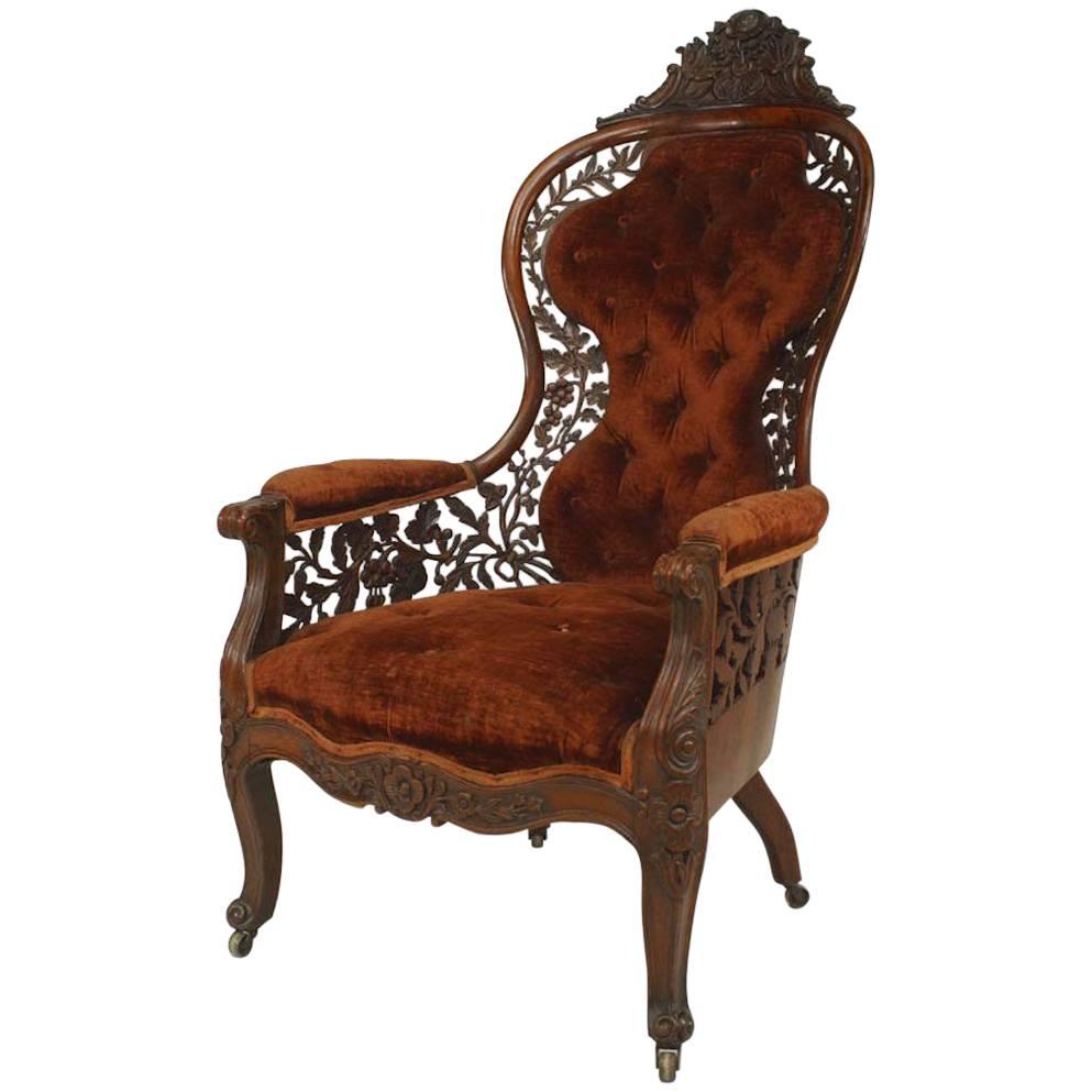 John Henry Belter Victorian Rosewood Berg√©re Arm Chair