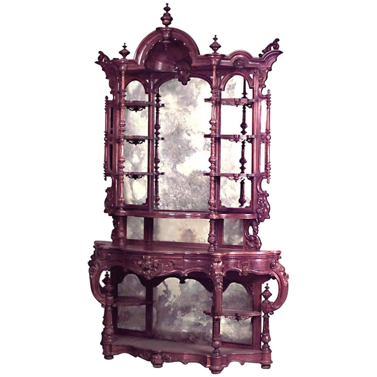 American Victorian Rosewood Etagere For Sale