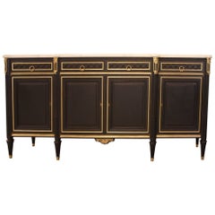 Antique Louis XVI Ebonized French Buffet with Marble Top