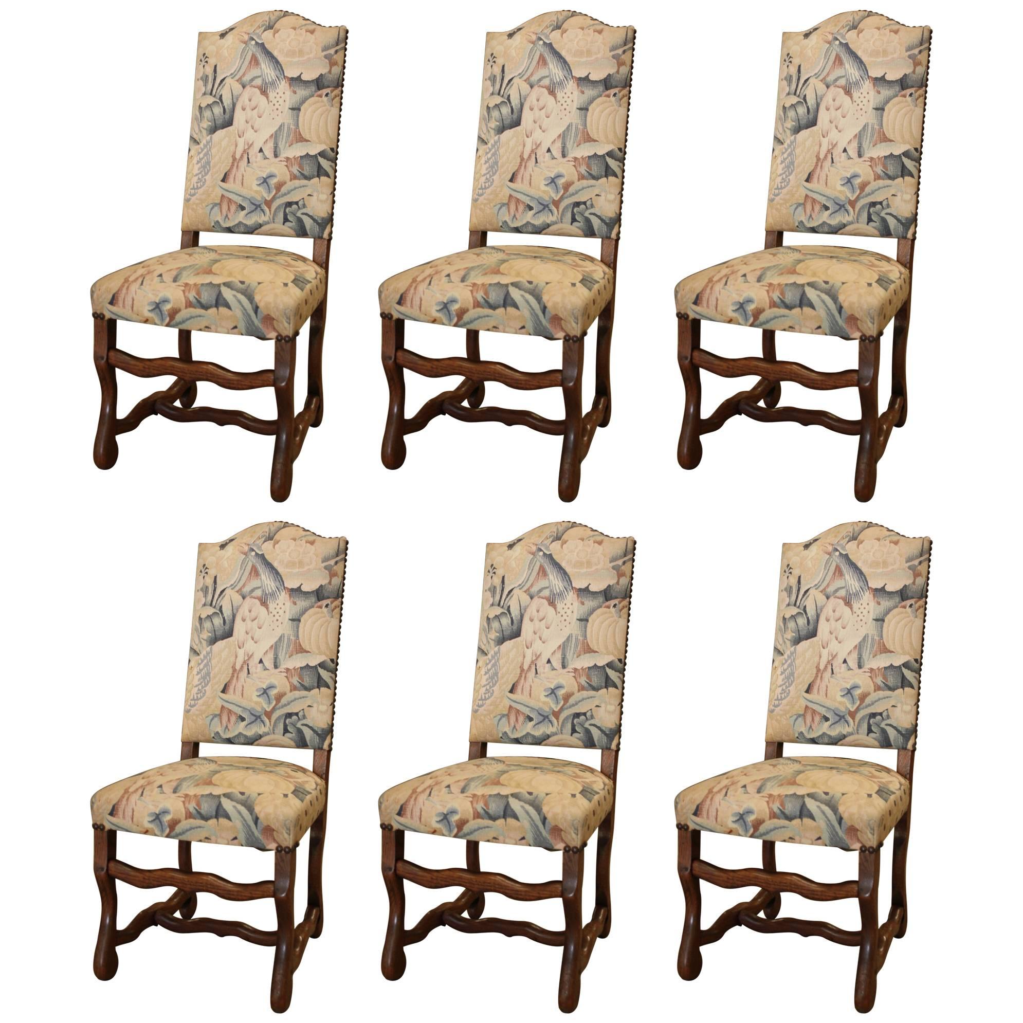 Set of Six 19th Century Walnut Os De Mouton Chairs For Sale