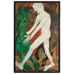 Vintage Jon Serl "Nude and Dragon", 1980