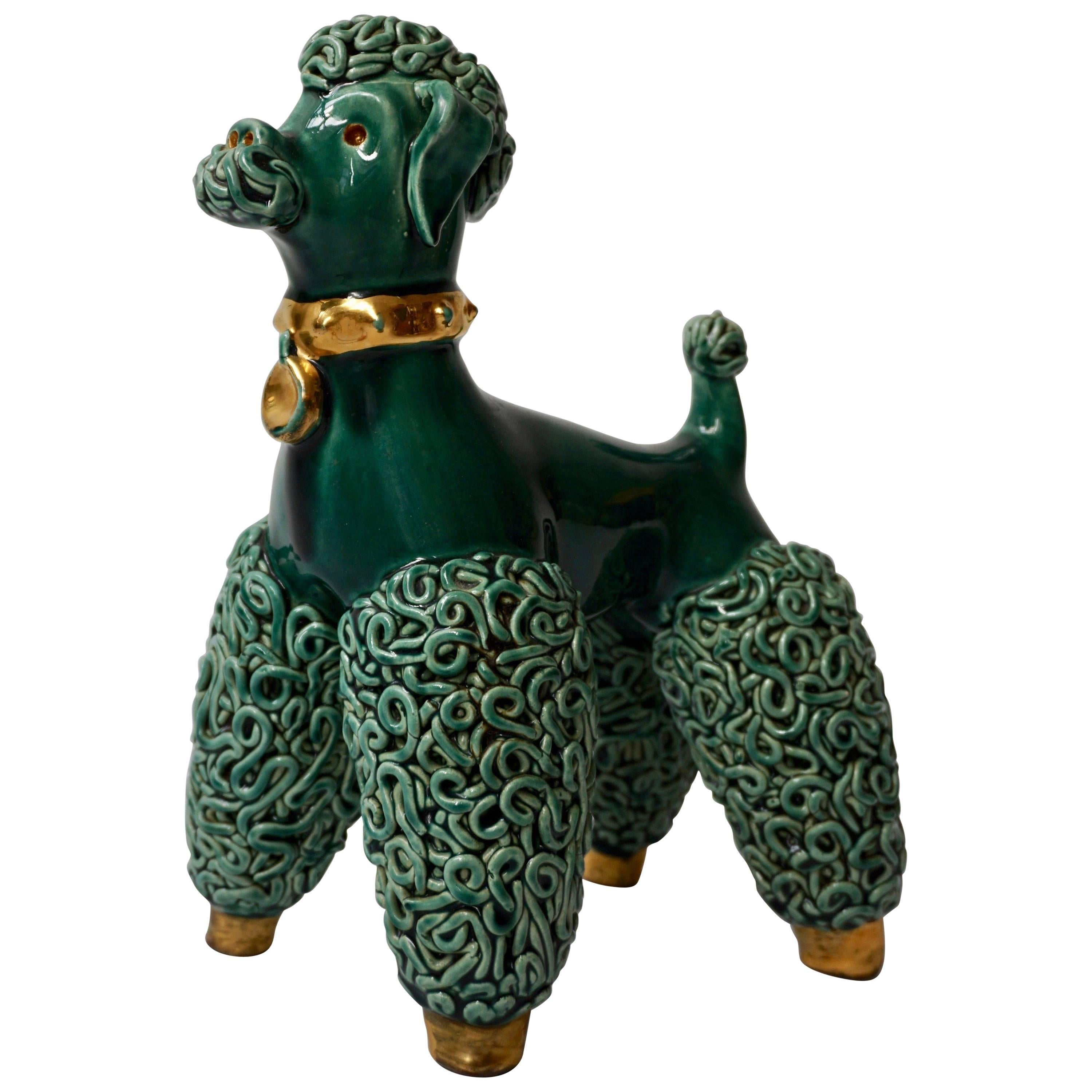 Ceramic Porcelain Spaghetti Poodle Dog Sculpture