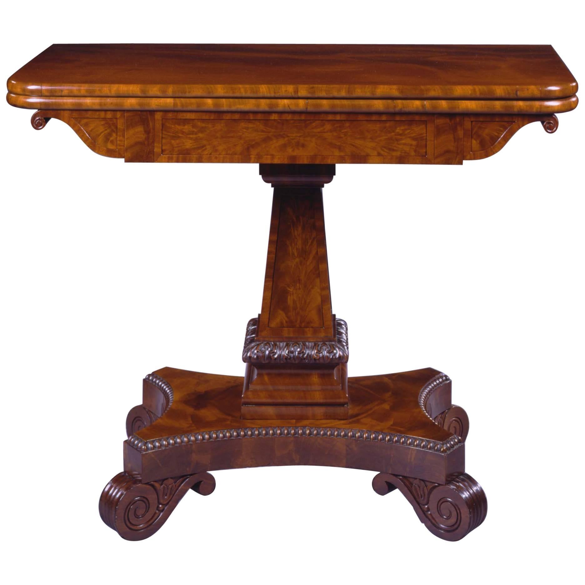 Fine Carved Mahogany Games Table For Sale