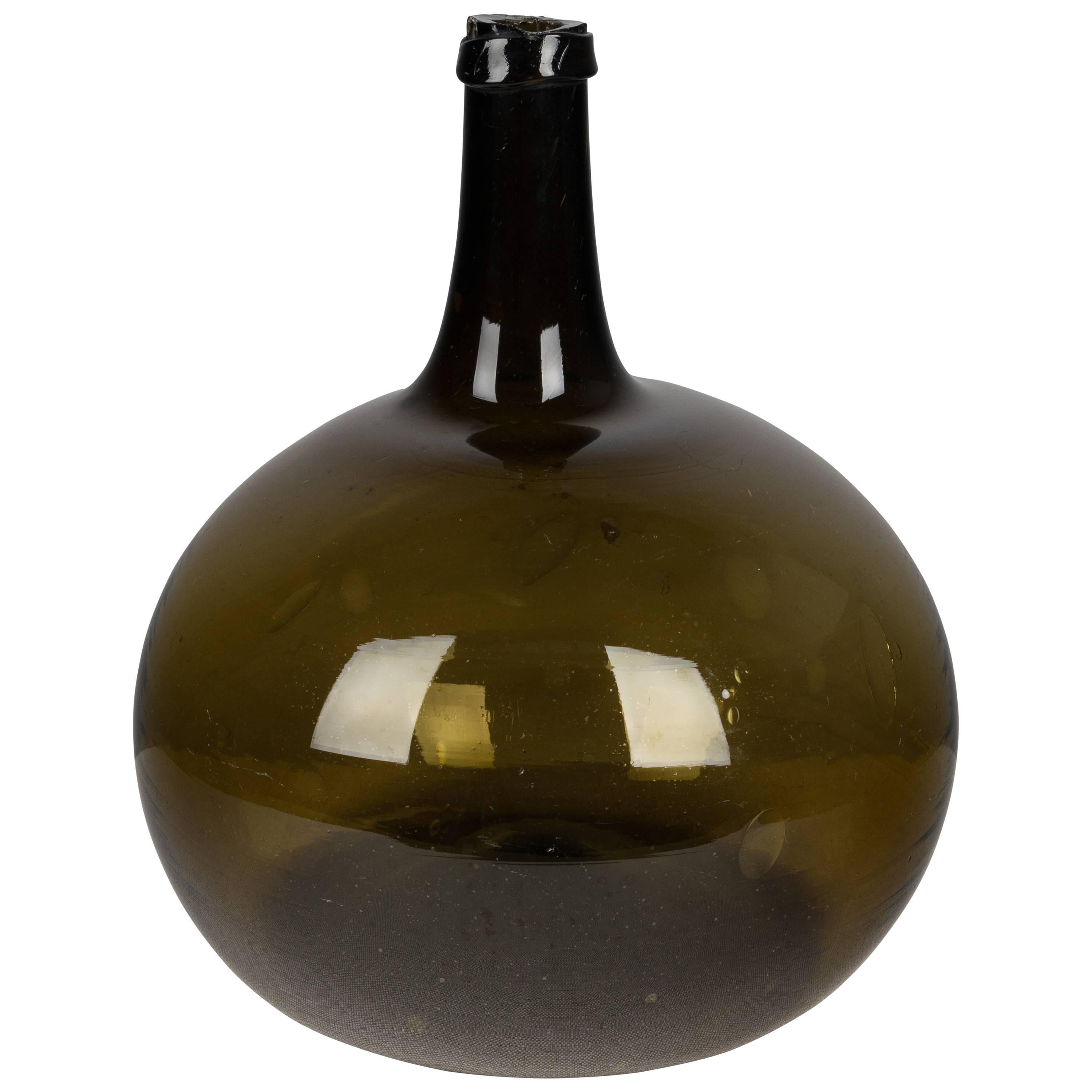 19th Century French Blown Glass Demijohn Bottle