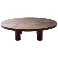 Contemporary Circular Column Coffee Table in Walnut by Fort Standard, in Stock